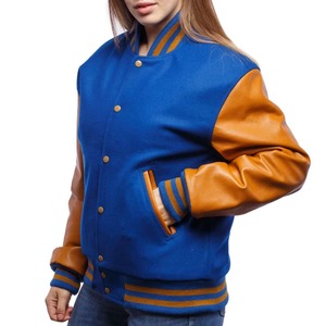 Veste bomber décontractée à manches longues boutonnée personnalisée pour femmes, style baseball, veste courte pour lycée - Product Image 2