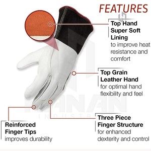 Gants de soudage TIG de bonne qualité protègent le travail du soudeur pleine paume en cuir fendu imperméable à l'eau résistance à la chaleur gants de soudage - Product Image 3