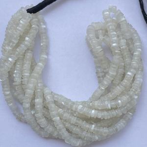 4mm 5mm 6mm piedra lunar blanca Natural suave Heishi cuentas hebras para joyería hacer collar pulsera en línea India Alibaba - Product Image 1