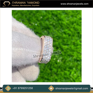 Bague d'éternité en or massif 14 carats avec diamant moissanite, luxe, anneaux fins pour couples, pour mariage et fiançailles, sertissage unique - Product Image 2