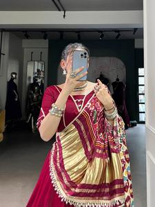 Lehenga choli คอลเลกชันผ้าไหม georgette พร้อมกระจกลูกไม้แฟชั่นผู้หญิงจากอินเดีย - Product Image 6