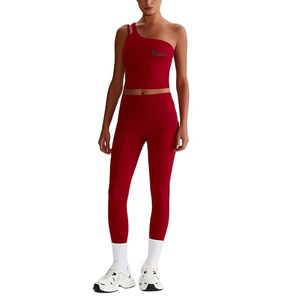 Women Casual Two Piece Set <b>One</b> Shoulder Crop Tank <b>Top</b> and Loose Fit Pants Soft Stretch Summer Outfit Lounge Wear - Product Image 4