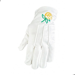 Guantes Masónicos de Algodón Suave, 100% Algodón, Logotipo Bordado Personalizado, Blancos, Cómodos, Antiencogimiento, Secado Rápido - Product Image 6