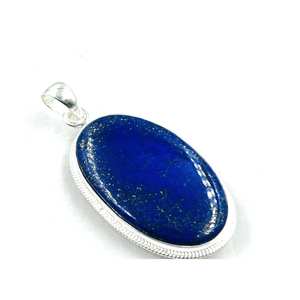 Pendentif en pierres précieuses Lapis Lazuli géométrique chic pour enfants 925 argent laiton et acier inoxydable élégant bijoux assortis pour enfants - Product Image 5