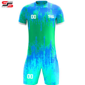Nueva impresión digital, ropa de fútbol personalizada, ropa deportiva para adultos, conjunto de uniformes de fútbol clásicos de Color azul y verde - Product Image 5