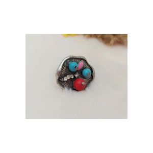 Anello da donna con Design rosso granato blu