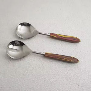 Servidor de Ensalada de Acero de Diseño Creativo con Mango de Madera, Cuchara de Ensalada de Acero Inoxidable, Hecho a Mano, Ecológico, Personalizado, Apto para Lavavajillas - Product Image 1