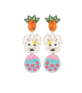 Recién llegado, pendientes de aro con cuentas de conejito de zanahoria de Pascua blanco de estilo clásico, accesorio de moda hecho a mano - Product Image 4