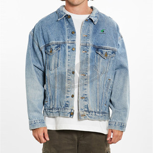 Customized Solid Color <b>Denim</b> Jacket For Men With Logo Breathable Lightweight Casual Jeans Jacket High Quality <b>Material</b> - Product Image 1