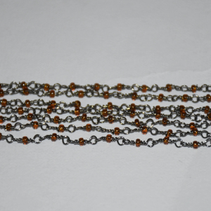 Top quality Silver & black Plated garnet Glass Beads Rondelle <b>Rosary</b> Chain, Wire Beaded Chain for Jewelry Bracelet Making - Product Image 3