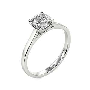 Jeulia Gold Plated Cushion Cut <b>Solitaire</b> Sterling <b>Silver</b> Fashion Engagement <b>Ring</b> - Product Image 3