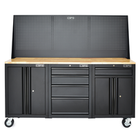 Armoire à outils d'atelier 183 cm en acier thermolaqué noir, chariot de rangement pour mécanicien, garage, entrepôt, industrie, OEM