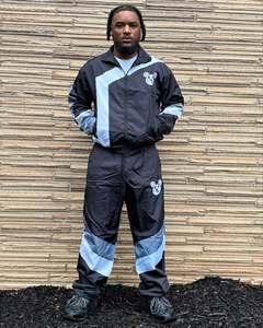 Custom <b>Mens</b> Color Block Patchwork Windbreaker Polyester Nylon Tracksuit <b>Mens</b> Track Zip up <b>Jacket</b> and Shorts Tracksuit - Product Image 1