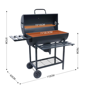 Parrilla de carbón de alta resistencia al por mayor con ahumador tipo barril y kit de <span class=keywords><strong>asador</strong></span> motorizado, certificación CE ETL EN 1860, personalización de marca OEM - Product Image 2