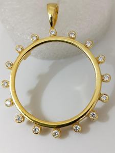 20mm cadre ouvert lunette pendentif réglage 925 argent Sterling or Vermeil Vintage pièce connecteur bijoux résultats composants - Product Image 2