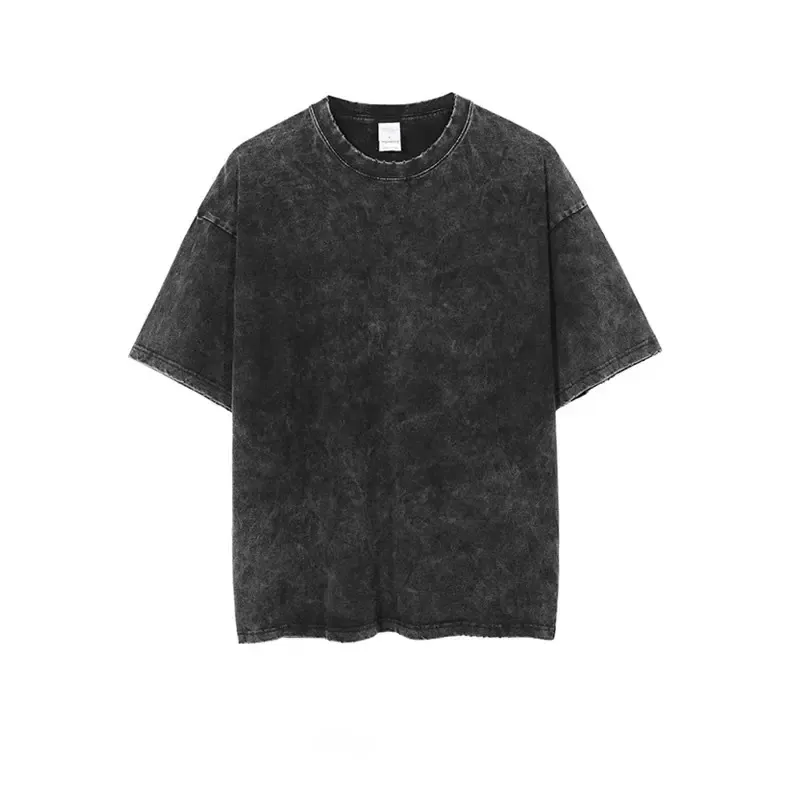 Short Sleeve Garment Dyed Acid Wash T-shirt Acid Wash Oversized T Shirt Print Streetwear Hip Hop Stone T Shirts With Logo