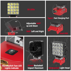 Nhà Máy price18v không dây ánh sáng tương thích với <span class=keywords><strong>milwaukee</strong></span> 18V pin nhựa Lithium-ion LED xách tay không dây ánh sáng - Product Image 6
