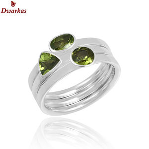 Venta al por mayor auténtica Plata de Ley 925 peridoto piedra preciosa anillo apilable joyería para mujer anillo - Product Image 1