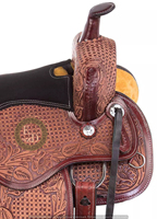 Sadel Kuda Kulit Asli Berkualitas Tinggi Model Western, Dapat Disesuaikan Ukuran 10-18 untuk Balap Barrel, Trail Racing, dan Berkuda Rekreasi