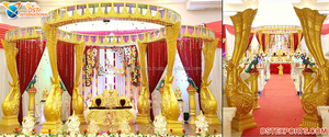 South Indian Peacock <b>Pillar</b> Wedding Mandap Golden Finish Peacock Wedding Mandap Set Traditional Wedding Stage Peacock <b>Pillar</b> Man - Product Image 4