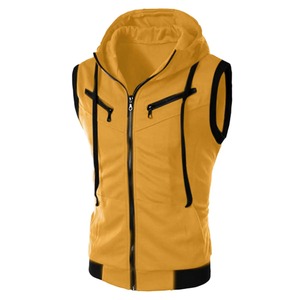 Low OEM Summer Color Sports Men's Zipper Sleeveless Fitness Hoodies Hooded <b>Vest</b> Men's Clothing Fashion Men's Casual <b>Running</b> Top - Product Image 5