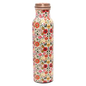 Classic copper bottle with enamel printed floral work elegant silhouette and traditional charm designed for detox calm <b>living</b> - Product Image 4
