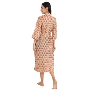 Boho Cotton Kimono Hand-Printed Indian House <b>Robe</b> Floral Botanical Motif Luxury Lightweight <b>Beach</b> Vacation Yacht <b>Robe</b> Soft - Product Image 4