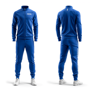 Ensemble de survêtement décontracté pour homme, bleu royal uni, coupe ajustée, sublimation, sweat-shirt et pantalon de jogging, respirant, 100% coton, vêtements de sport - Product Image 3