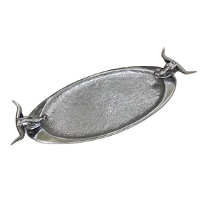 Bandeja de acero inoxidable martillada con acento antiguo dorado elegante Bandeja de servicio de calidad premium para catering Venta superior - Product Image 2