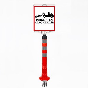 Flexible Delineator Set with Vehicle Towable Steel <b>Safety</b> Warning Sign for <b>Roadway</b> Caution Traffic Sign - Product Image 1