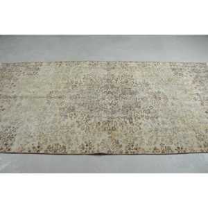พรมตุรกีวินเทจขนาด 3.6x8.1 ฟุต สีเบจ ลายแบบนามธรรม ทำจากขนสัตว์ - Product Image 3