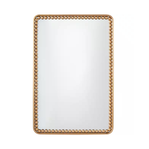 Prix d'usine direct miroir mural décoratif en métal doré détail perlé miroir mural en verre à prix raisonnable mur de haute qualité - Product Image 2