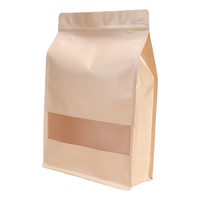 Sacs d'emballage alimentaire à fond plat, sacs en papier kraft pour thé et café, sachets debout pour en-cas et confiseries avec fenêtre transparente sur le devant