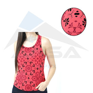 Camiseta sin mangas de algodón transpirable para mujer, novedad de 2024, estampado de sublimación rojo personalizado de alta calidad, longitud corta para invierno - Product Image 5