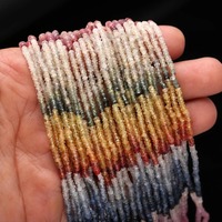 Perles Rondelles Multicolores en Saphir Facetté Faites à la Main, Bijoux Uniques en Pierre Naturelle Arc-en-ciel, Accessoire Unique et Exclusif