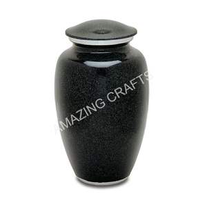 Unique Designer Metal Cremation Urns Premium Quality Wholesale <b>Funeral</b> <b>Supplies</b> Black Aluminium Cremation Urn Hand Carved - Product Image 1