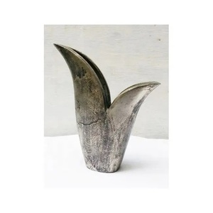 Nouvelle collection de qualité, vase à fleurs sur pied en métal argenté au design ovale moderne, revêtement en poudre, décoration d'intérieur - Product Image 6