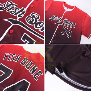 Camiseta de Béisbol de Diseño Auténtico, Color Rojo y Negro Degradado, con Logotipo Personalizado de Alta Calidad, Transpirable, Absorbe la Humedad, Talla Grande, Unisex - Product Image 6