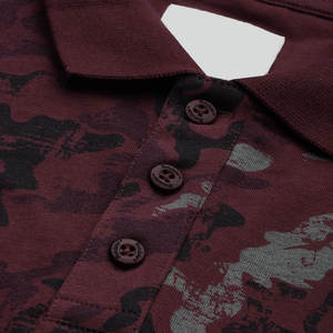 Polo personnalisé pour homme, couleur bordeaux, imprimé graphique texturé abstrait, tee-shirt de golf décontracté à manches courtes en coton, vente en gros de vêtements de sport - Product Image 4