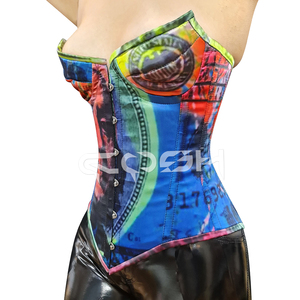 Corset tendance pour femme, style streetwear, imprimé dollar sexy, avec armatures et bonnets, motif argent, sculptant le corps, fournisseur de tenues - Product Image 3