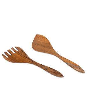 Ensemble de service à salade en bois d'acacia, bien Design, service de service à salade Unique, couverts avec accessoires de cuisine en bois d'olive 100% - Product Image 2