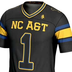 Support NC A & T in Style Maillot de football noir 100% coton avec logo sur le devant Écologique et respirant Style décontracté grande taille - Product Image 3
