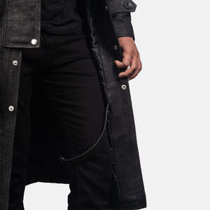 Manteau en cuir noir pour homme Macho - Product Image 5