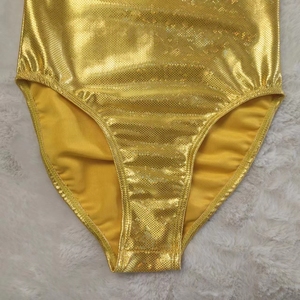High Demand Gymnastics Leotards Sublimation Gold <strong>Shiny</strong> Sleeveless Leotards Performance Competition <strong>Dance</strong> Wear Bodysuit for Girls
