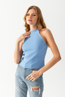 Blusa de punto para mujer Verano sin mangas Transpirable Punto acanalado Camiseta de punto de alta calidad Body Personalizable Servicios OEM