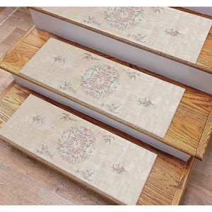 Tapis d'escalier, Tapis beige, Tapis aux tons doux, Tapis à motifs médaillon, Tapis imprimé - Product Image 3