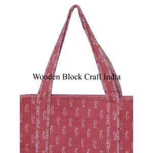 Sac fourre-tout matelassé en coton indien fait main, tendance, rangement ouvert, impression à la main personnalisée, cadeau personnalisé, shopping pour femmes - Product Image 2