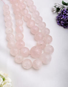 ลูกปัดโรสควอตซ์ธรรมชาติขนาด 15 มม. ถึง 24 มม. ทรงเหลี่ยมเพชรพลอย สำหรับทำเครื่องประดับชั้นดี - Product Image 3