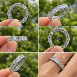 14K Gold Lab Grown Diamond Eternity <b>Ring</b> <b>Emerald</b> Cut Full Eternity Wedding Band D Color VVS Clarity Custom Fine Jewelry Supply - Product Image 2