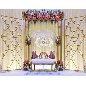 Impresionantes Paredes de Velas para Bodas del Sur de Asia, Decoración a Precio de Fábrica, Venta Especial, Paredes de Velas de Metal Dorado para Recepciones, Decoración para Eventos en Australia - Product Image 1